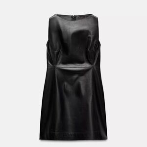 ZARA WOMENS BLACK LEATHER DRESS LBD STUNNING FIT NEW WITH TAGS SIZE M
